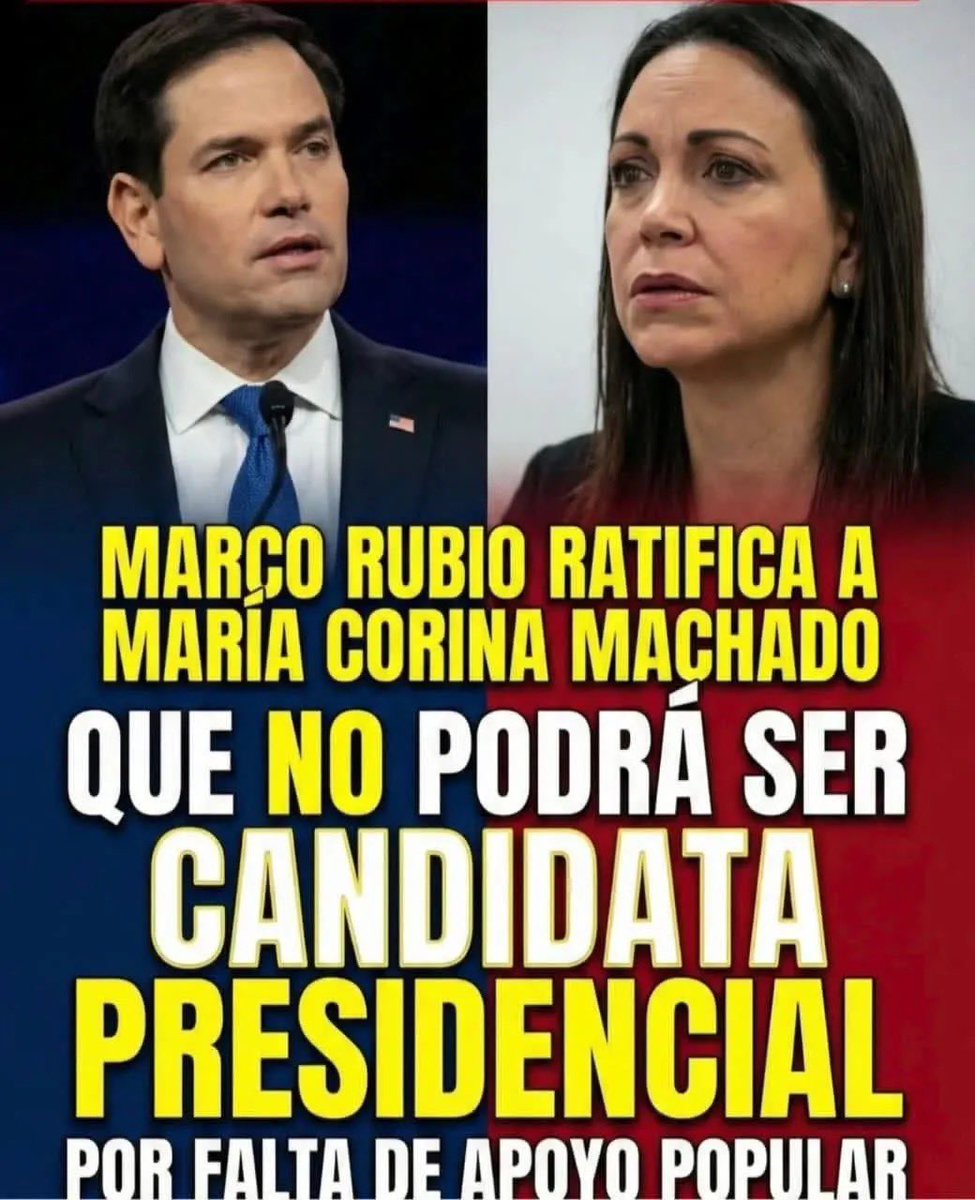 Marco Rubio ratifica a María Machado QUE NO PODRÁ SER candidata presidencial, léase CANDIDATA por falta de apoyo popular.