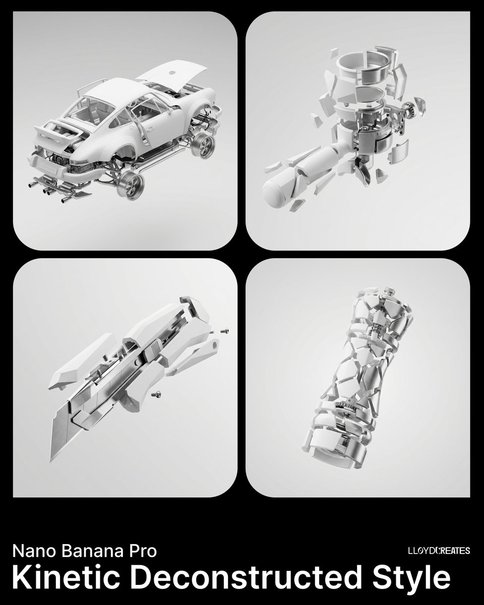 Exploded-view render grid