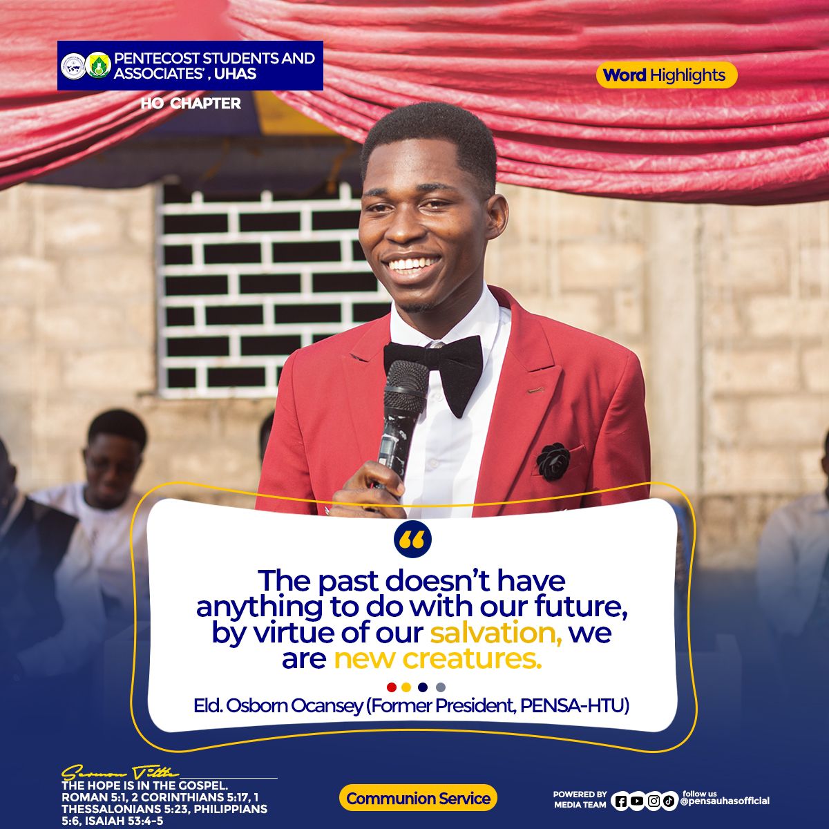 pensa_uhas's tweet photo. Excerpts from today Communion Service
#Pensauhas
#CommunionService https://t.co/SORM4m5vix