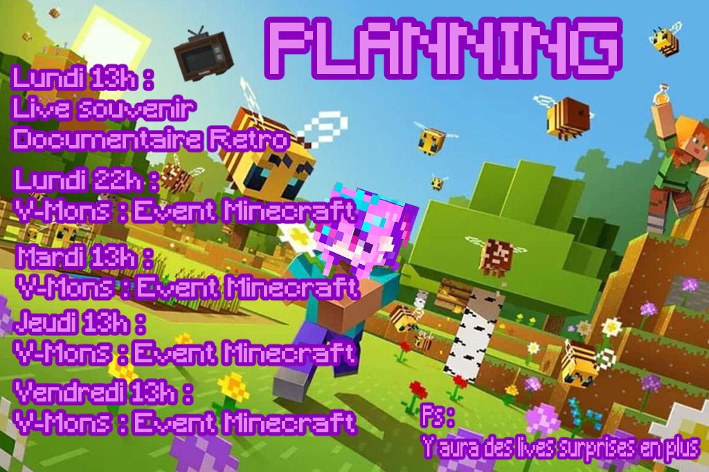 🩷 Oh ?! Cette semaine y a un planning 💜

On se retrouve pour du React demain et aussi un événement Minecraft Pokemon auquel j'ai été invitée 😁

Retrouvez moi sur twitch.tv/la_ptite_tsu  👾🩷💜

#vtuber #vtuberfr #streamer #vstreamer #glitch #doll #Minecraft #Pokemon