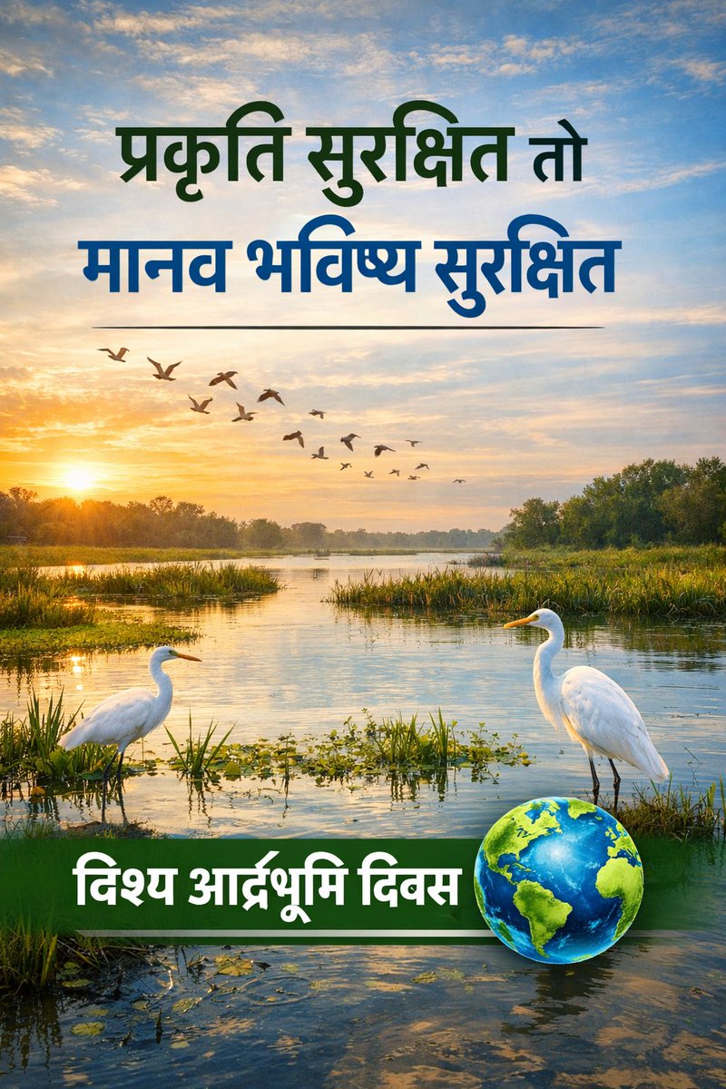 Deepak_indskn's tweet photo. “प्रकृति सुरक्षित तो मानव भविष्य सुरक्षित — विश्व आर्द्रभूमि दिवस 🌍”#WorldWetlandsDay
#SaveWetlands
#ProtectNature
#HumanFuture
#GreenEarth https://t.co/eHKdZKyItJ
