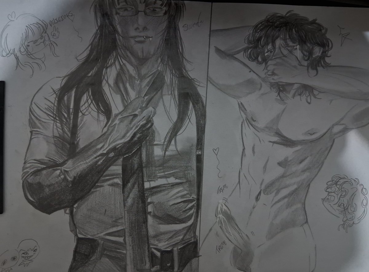 SANGRIL0's tweet photo. CHRIS X CHARLES❕
 Remember that my manga isn't entirely focused on romance or sex, but I like to make art to...spice things up, haha... This would be Chris teaching Charles how to be a good boy in his office❓ 
#nsfwtwtًً #drawings #manga #NSFWCum #draw https://t.co/mAKvJXJGnM