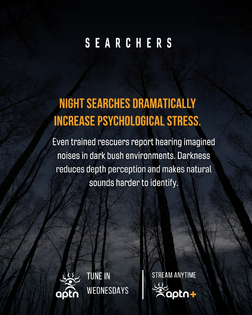 Darkness doesn’t just hide the trail, it messes with the mind. From auditory hallucinations to the sheer psychological weight of a night search, see how Search teams stay grounded in the most haunting environments.

Searchers airs Wednesdays on APTN.
#Searchers #APTN