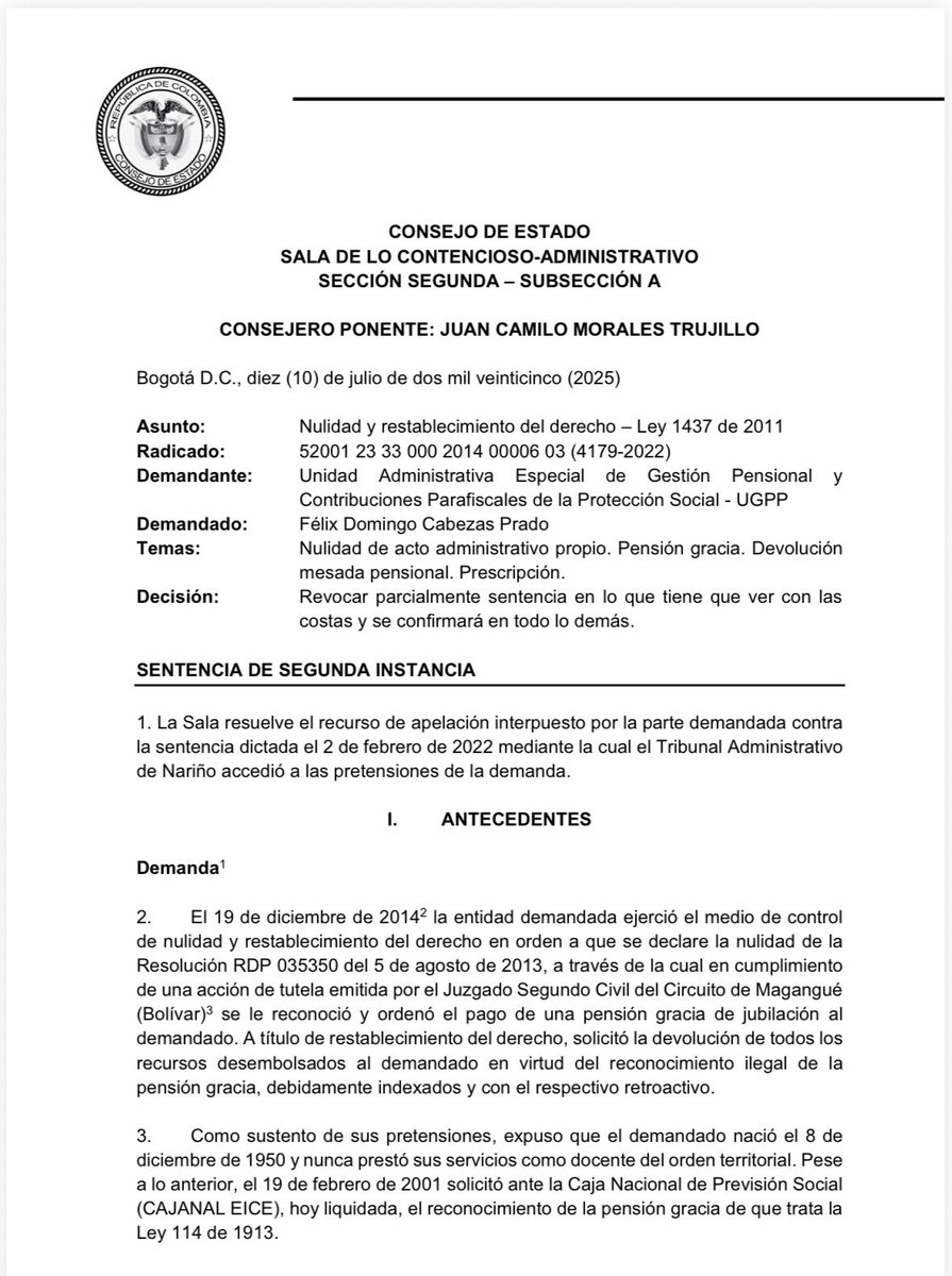 🧷Control de legalidad sobre actos administrativos expedidos en cumplimiento de una acción de tutela. 

Consejo de Estado. Sección Segunda. Subsección A. Sentencia de 10 de julio de 2025. Rad. 52001 23 33 000 2014 00006 03 (4179-2022). C.P. Juan Camilo Morales T.

❗️Sentencia
