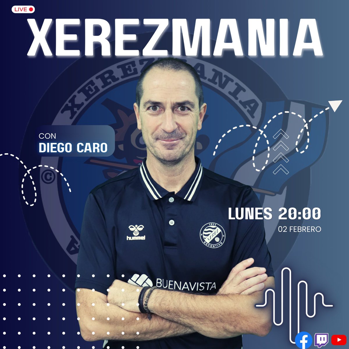 👀👉 Es momento de dar la cara…

📺 Este lunes, en directo y desde las 20:00, <a href="/diegocarodelgad/">Diego Caro</a>, entrenador del <a href="/XerezDFC/">XEREZ DEPORTIVO</a>, estará en Xerezmanía tras la mala dinámica del equipo.

🗣️ No te pierdas esta entrevista y participa con tus comentarios. La afición es clave para este