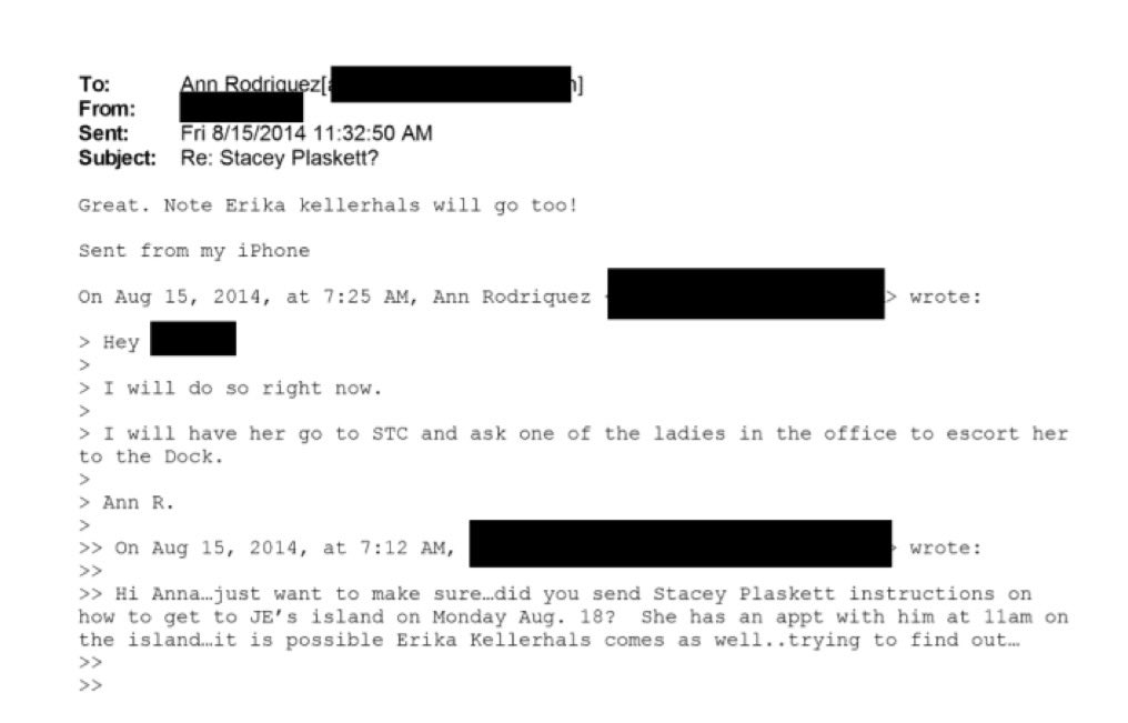 Badhombre's tweet image. BREAKING: Stacey Plaskett received detailed instructions on how to reach her August 18, 2014 appointment with Jeffrey Epstein on Little Saint James.

In an email, Little Saint James barge captain Ann Rodriguez writes that she sent Plaskett instructions to report to the Saint…