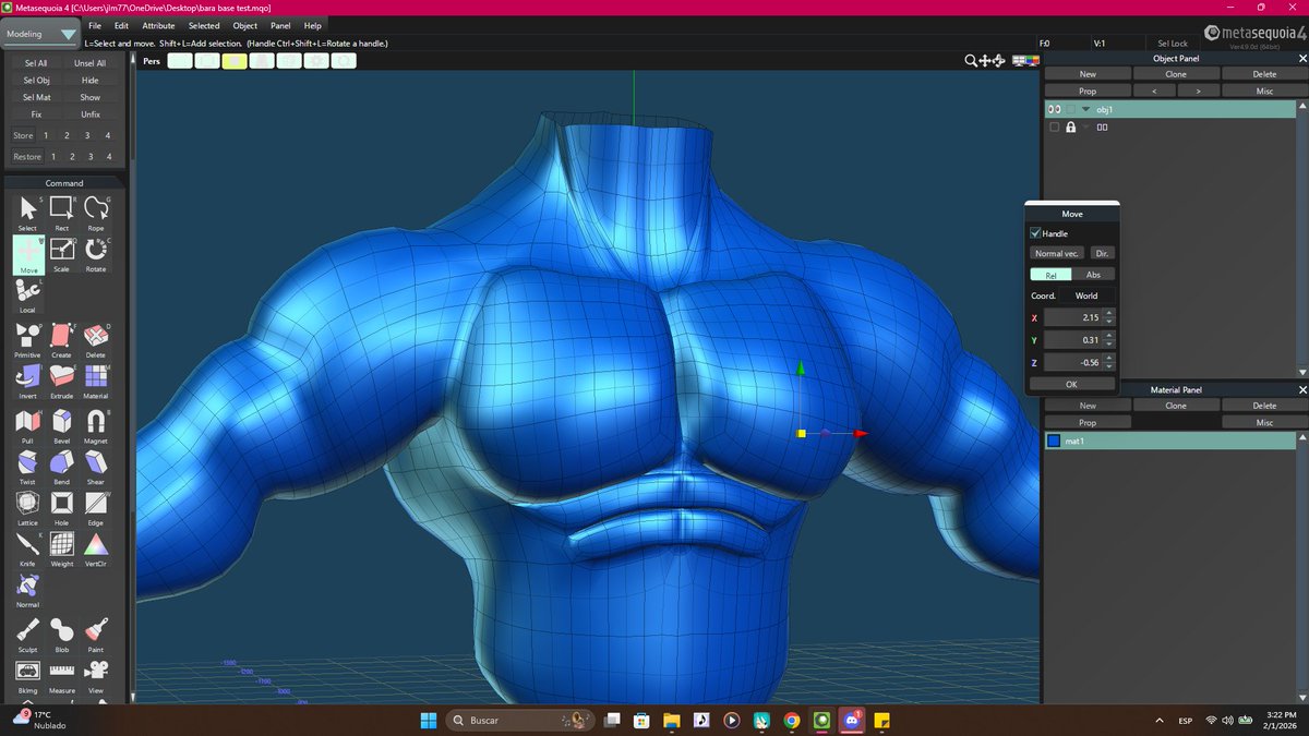 Now the moment Y'all been waiting for. tho i will need critique on how to do the arm muscles
#Metasequoia4 #MMD #3Dmodel #WIP