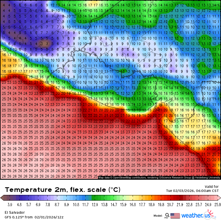 GuillermoJovelR's tweet photo. 01/febrero/26.

ChamanweatherES ™ 
03:00 pm.

El pronóstico se mantiene firme respecto a los descensos esperados de temperatura durante las madrugadas de los próximos cuatro días. Esta tendencia de enfriamiento acentuado, impulsada por la masa de aire frío y seco, persistirá de manera rigurosa, alcanzando sus valores mínimos más críticos entre el lunes y el martes antes de iniciar una recuperación muy gradual hacia media semana. 

El análisis de la cartografía de temperatura a 2 metros del modelo GFS confirma que el pronóstico de caídas térmicas para las próximas cuatro madrugadas se mantiene firme en todo el territorio nacional, con una distribución espacial que resalta por su intensidad:

Occidente: En las zonas altas y montañosas de esta región, se esperan los valores más gélidos de este evento, con mínimas que oscilarán entre los 3°C y 7°C, especialmente en sectores fronterizos y cumbres por encima de los 2,000 msnm. Y entre 09°C a 11 °C en tierras bajas.

Centro: Para los valles interiores y la zona metropolitana, el enfriamiento radiativo bajo condiciones de cielo despejado llevará los termómetros a rangos de entre 10°C y 15°C durante los momentos de mayor subsidencia atmosférica.

✍🏻⚠️

Oriente: Resulta sumamente atípico, pero la masa de aire polar logrará vencer la inercia térmica de esta región, provocando una caída fuerte de temperatura que situará las mínimas entre los 09 °C y 14°C. 
Este descenso es particularmente notable para la zona oriental, donde la influencia del aire seco y el flujo del norte romperán con el patrón de calor persistente habitual.

Se reitera que el pico del evento ocurrirá entre el lunes y el martes, por lo que es imperativo mantener el monitoreo sobre estos valores atípicos en las zonas tradicionalmente cálidas del país.

El análisis termodinámico y de mesoescala fundamentado en la salida del modelo GFS (0.125°)... Puta, ósea pues, ¡pónganse las pilas! El pronóstico está más que amarrado: nos vamos a cagar del frío las próximas cuatro madrugadas y no hay vuelta de hoja. En el occidente van a aguantar un frío más perro que el odio, con el termómetro llegando hasta los 3°C allá por las montañas. En el centro estará bien culero también. Hasta el oriente, que siempre es un fuego de la verga, se va a ir al carajo con la temperatura cayendo de un solo vergazo. Es una onda bien rara, bichos orientales, je les van a congelar las nachas, les va a tocar socar ji no se tapan, jaquen hasta el mantel de las tortillas para taparse, porque este frillo viene hecho una verga y el sereno los va a doblar si andan de atenidos. ¡Guerra avisada no mata soldado, arropense bien o aguanten el chilillo!

⚔️