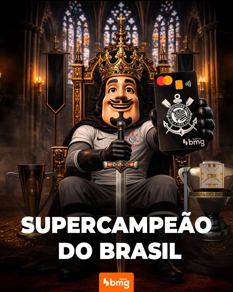 Corinthians's tweet photo. ABRAM ALAS PARA O SUPERCAMPEÃO DO BRASIL! 🏆🇧🇷

Uma conquista que entra pra história! E o #CorinthiansBmg se orgulha de estar junto, apoiando cada capítulo desse caminho.

Uma parceria de grandes momentos.

VAI, CORINTHIANS! 🖤🤍 https://t.co/jgzUaqSvrP