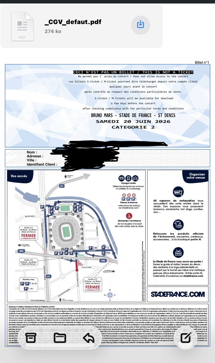 FBighelli's tweet photo. À VENDRE, une place de Bruno mars pour le 20 juin 2026 à Paris ( stade de France) en catégorie 2 https://t.co/DIgl4BAeIf