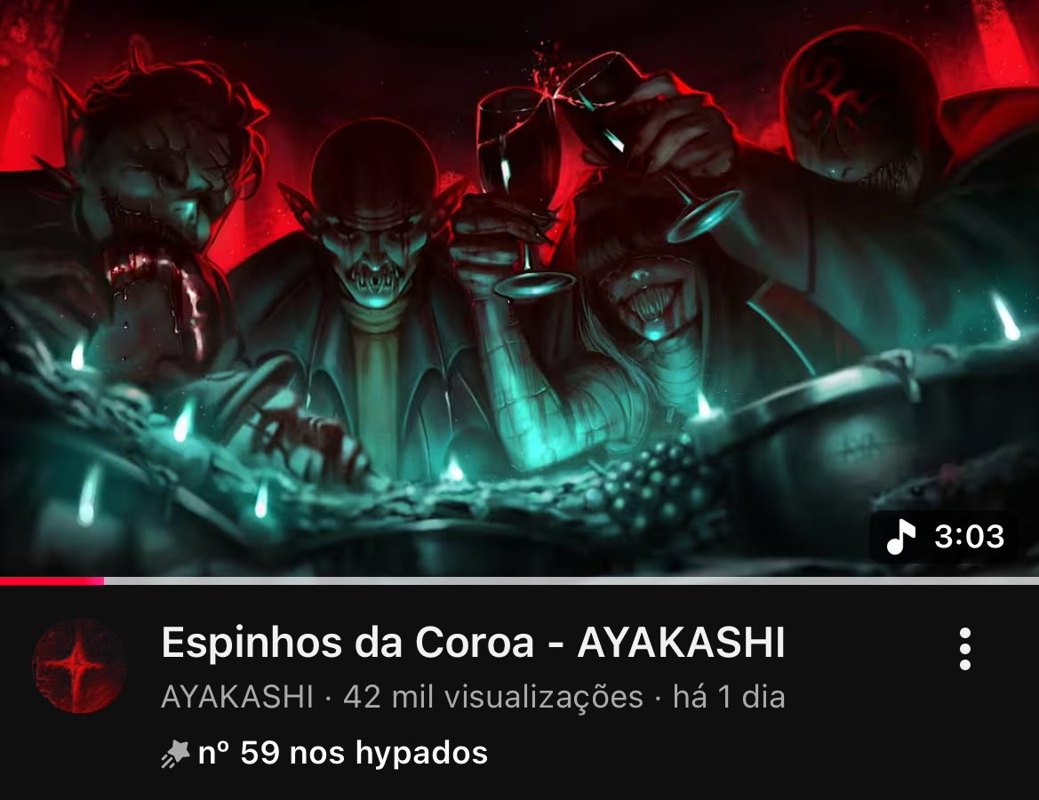40 mil views em um dia, 59° nos hypados!

E as legendas CHEGARAM para os normies!!!🩸👑

Esse é meu melhor lançamento dos ultimos dois anos, eu vim buscar a minha coroa.