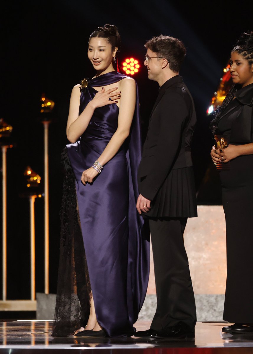 EJAE and Mark Sonnenblick accept the #Grammy for Best Song Written for Visual Media for "Golden" from "KPop Demon Hunters."