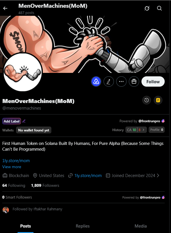 $MOM is the overarching coin for <a href="/1ly_store/">1ly.store</a> and their other products

it has been retweeting all of their tweets for a year

its followed by the dev of the tech and it has had 1 ca that its been shilling for a YEAR

78mmM4dqitDnq9H2aqGLNjbCGsFgpb8KL3MKz7ijpump