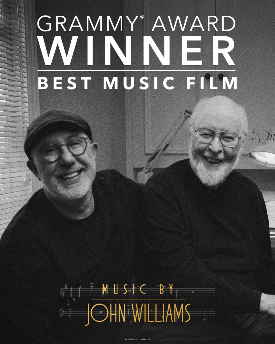 starwars's tweet image. Congratulations to John Williams and the team behind Music by John Williams on their Grammy Awards win for Best Music Film! #GRAMMYs