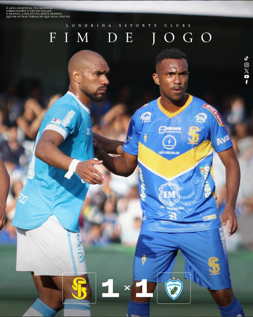 🦈✔️ FIM DE JOGO!! Com gol do atacante Vitinho, o Tubarão ficou no empate por 1 a 1 com o São Joseense, no Estádio Couto Pereira, em Curitiba-PR, na partida de ida das quartas de final do Paranaense!

📸 Júnior Vilarinho/ São Joseense

#VamosPraCimaTubarão #LondrinaEC #SJOxLEC