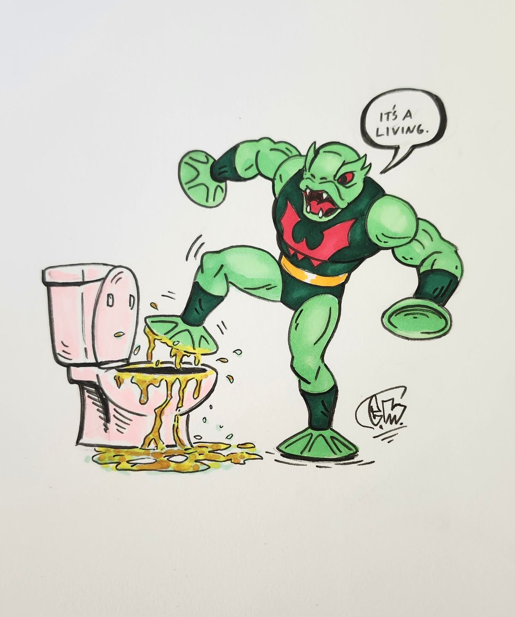 carlsmagana's tweet photo. Who do you call when your toilet clogs up in eternia? The guy with plunger limbs. My wife came up with the idea after discovering Leach's limbs play gimmick 🪠 #motu #leach #heman #hordak #castlegrayskull https://t.co/jJdTYkUbZ5