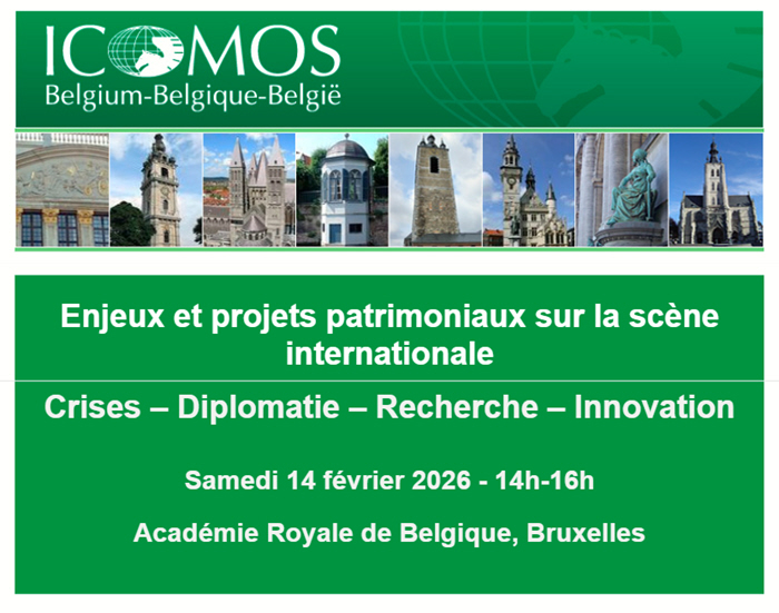 LacontePierre's tweet photo. Icomos Belgium > 14/2/2026 > Enjeux et projets patrimoniaux sur la scène internationale
> https://t.co/ncRB48sWe5 https://t.co/AKaRVEdbrN