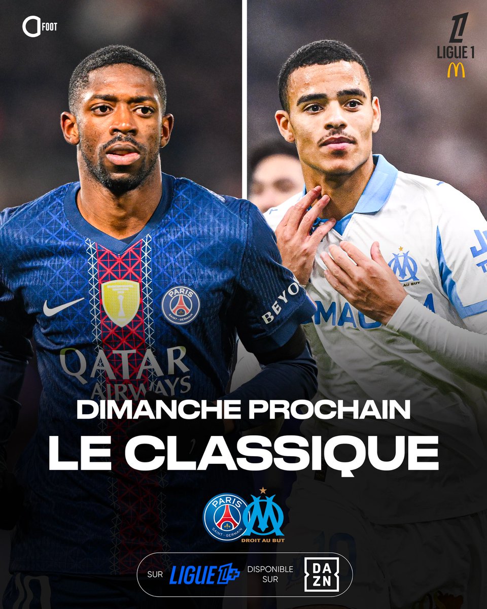 ActuFoot_'s tweet image. Dimanche soir prochain c’est… 𝗟𝗘 𝗖𝗟𝗔𝗦𝗦𝗜𝗤𝗨𝗘 ! 🇫🇷🍿

𝗣𝗔𝗥𝗜𝗦 𝗦𝗚  ⚡️  𝗠𝗔𝗥𝗦𝗘𝗜𝗟𝗟𝗘

Le PSG peut prendre 𝟭𝟮 𝗣𝗢𝗜𝗡𝗧𝗦 𝗗’𝗔𝗩𝗔𝗡𝗖𝗘 sur l’OM. 🤯

📺 EN EXCLUSIVITÉ SUR LIGUE 1+, 𝘀𝗲𝗿𝘃𝗶𝗰𝗲 𝗱𝗶𝘀𝗽𝗼𝗻𝗶𝗯𝗹𝗲 𝘀𝘂𝗿 𝗗𝗔𝗭𝗡.

🤝 en collaboration…