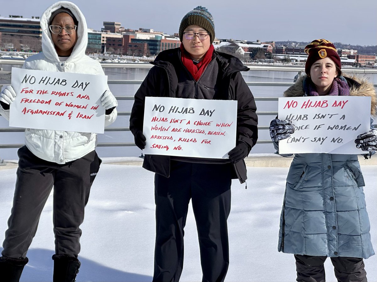No Hijab Day 2026. Frederick Douglass Memorial Bridge, Washington DC. 

“It is not light that we need, but fire; it is not the gentle shower, but thunder. We need the storm, the whirlwind, and the earthquake.” —Frederick Douglass

#NoHijabDay #FreeFromHijab

<a href="/freefromhijab/">#FreeFromHijab</a>