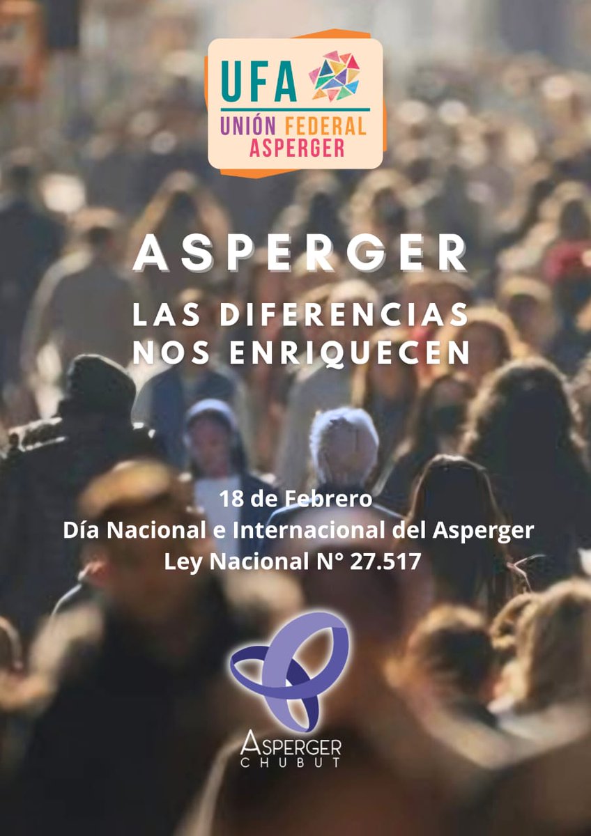 Aspergerch's tweet photo. 📣 Hoy nos sumamos a la campaña impulsada por Unión Federal Asperger (UFA) con el objetivo de informar, visibilizar y sensibilizar a la sociedad sobre el síndrome de Asperger, una condición que forma parte constitutiva del Espectro Autista. (1) https://t.co/w663KSHAZJ