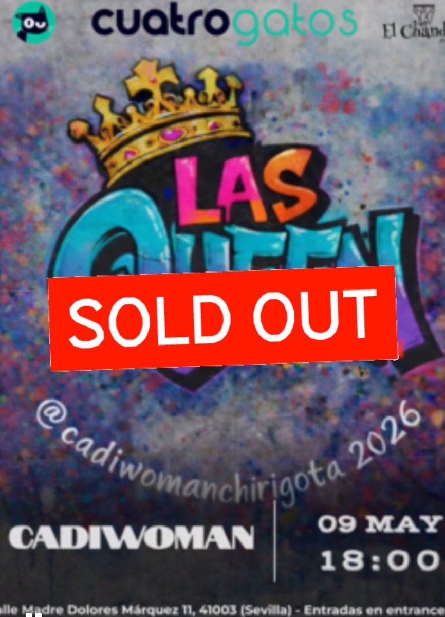 Sin palabras!!!! En 24h agotadas las entradas para el segundo pase del 9 de mayo a las 18h en <a href="/bar_cuatrogatos/">CUATROGATOS</a>😳

Lo hemos puesto en mayo para asegurarnos de que no llueva 😂

Mil graciasssssss!!!!!! Muchísimas ganas!!! 🙌🏻🙌🏻🙌🏻

Se líaaaaa!!!