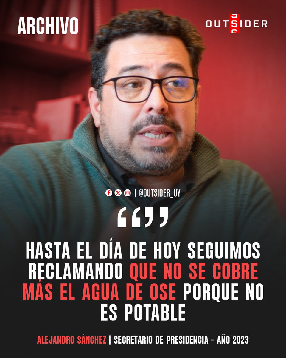 🇺🇾 | ARCHIVO: En 2023, el hipócrita Alejandro Sánchez sostenía que no debía cobrarse el agua de OSE por no ser potable. Hoy, con el agua nuevamente turbia y con olor desagradable, el secretario de Presidencia guarda silencio.