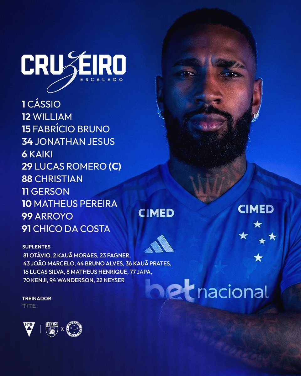 Cruzeiro's tweet image. 🦊📝 O Cruzeiro está escalado para o jogo contra o Betim, pelo Campeonato Mineiro! VAMOS, CABULOSO!!

🔷 #BETxCRU #GrandeCampeão