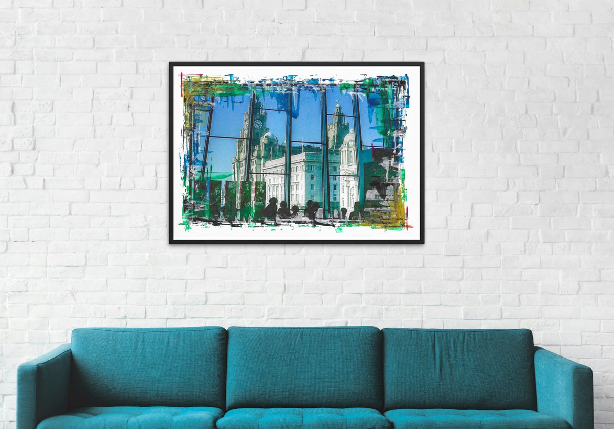 GrahamSeamanArt's tweet photo. THREE GRACES THROUGH THE WINDOW... a photograph of the famous Three Graces of Liverpool overpainted to form an attractive piece of PhotoArt... Available in a variety of wall-art forms at my Pixels website at https://t.co/oqkN44YYl4 #abstractart #wallart #grahamseamanart https://t.co/f2t79nuAyi