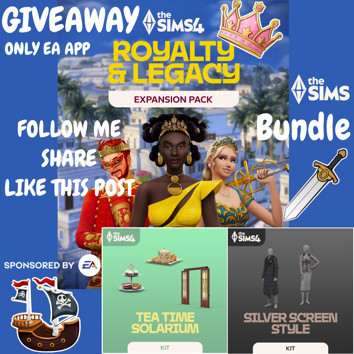 SORTEO‼️

Para participar en el sorteo de la expansión #RoyaltyandLegacy y los dos nuevos kit #SilverScreenStyle #TeaTimeSolarium y tener acceso al contenido digital exclusivo solo tienes que seguir las instrucciones de este post🤗 el sorteo finalizará el 14 de Febrero #EAadd