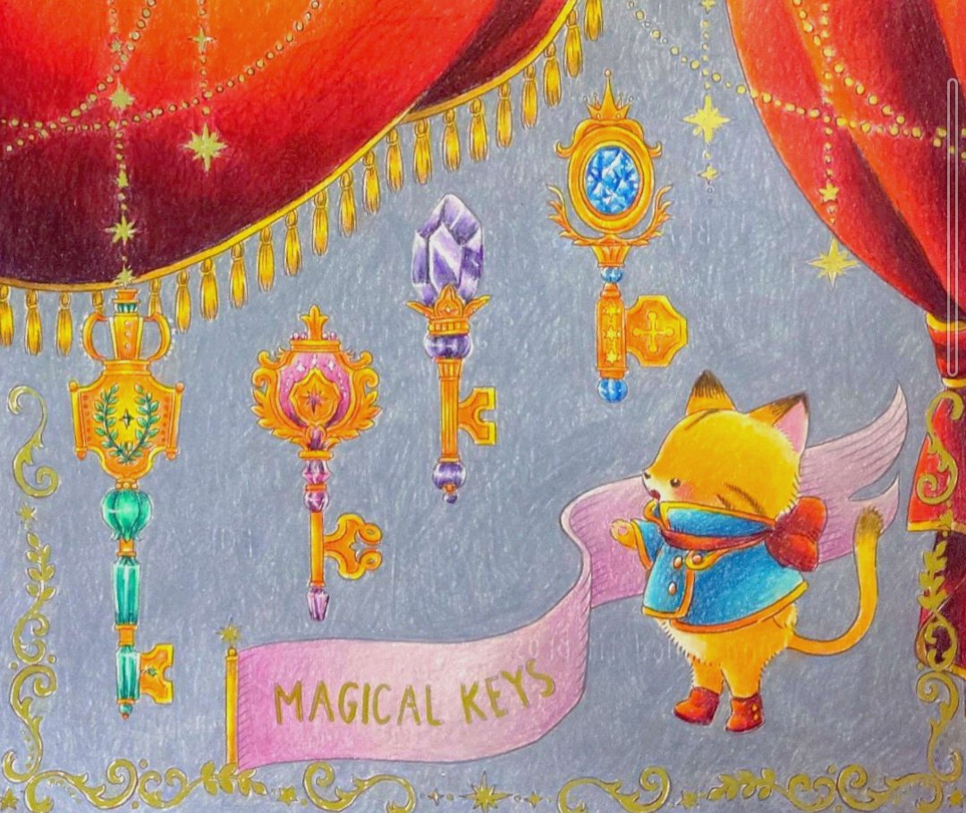 ネコの雑貨店と魔法のカギ

色鉛筆（ホルベイン）で着色

#大人の塗り絵
#ぬりえ
#コロリアージュ