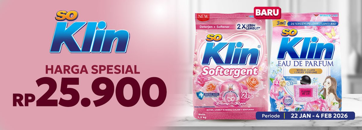 🧺✨ Cuci-cuci tetep hemat!

 Soklin Detergen Bubuk lagi harga spesial cuma 25.900 👀💥
Stok favorit rumah tangga sekarang di Klik Indomaret!

Yuk stok sebelum balik harga 🛒🔥

#KlikIndomaret #Detergen #SoKlin