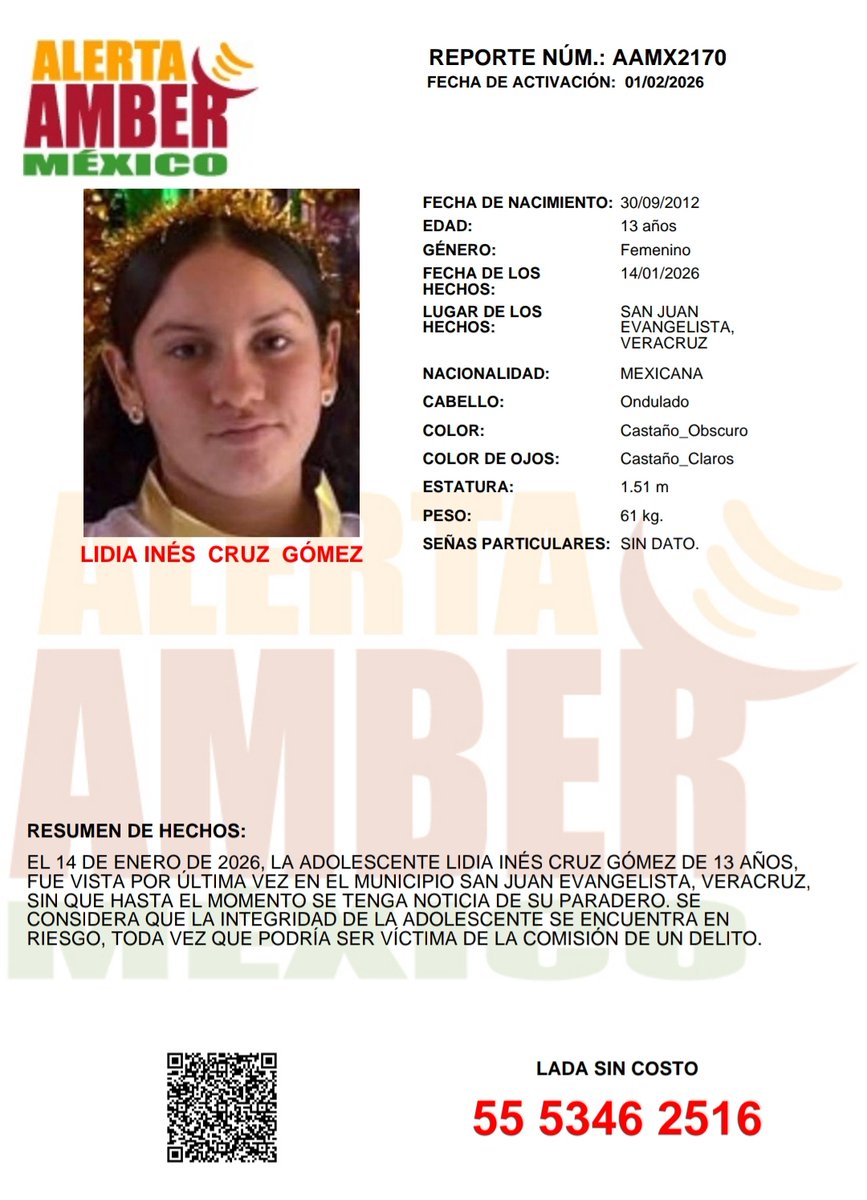 AAMBER_mx's tweet image. #AlertaAMBER solicita su apoyo y RT para la búsqueda y localización de la adolescente LIDIA INÉS CRUZ GÓMEZ, de 13 años de edad.