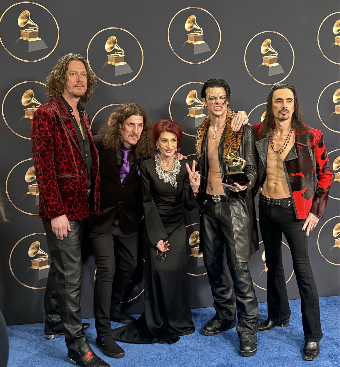 TheOsbournesTV's tweet photo. Congrats to “Changes (Live from Villa Park) Back to the Beginning” -  @Yungblud, @Wakemanofficial, @NunoBettencourt, @TheFrankBello &amp;  @iiSleepToken for winning the @RecordingAcad Grammy for Best Rock Performance https://t.co/fKhP1jtgNp