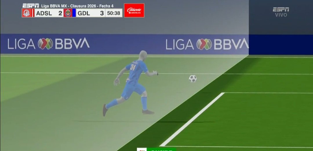 VictorDav5's tweet photo. @cantantearbitro Fer, entiendo que para la tv juntan la imagen del kick point y la parte que estaría adelantada, no dejaría menor lugar a dudas si se pasará la jugada tal y como se aprecia desde la vista lateral en este caso teniendo como referencia la linea del balón.? https://t.co/cwOSSqU17K
