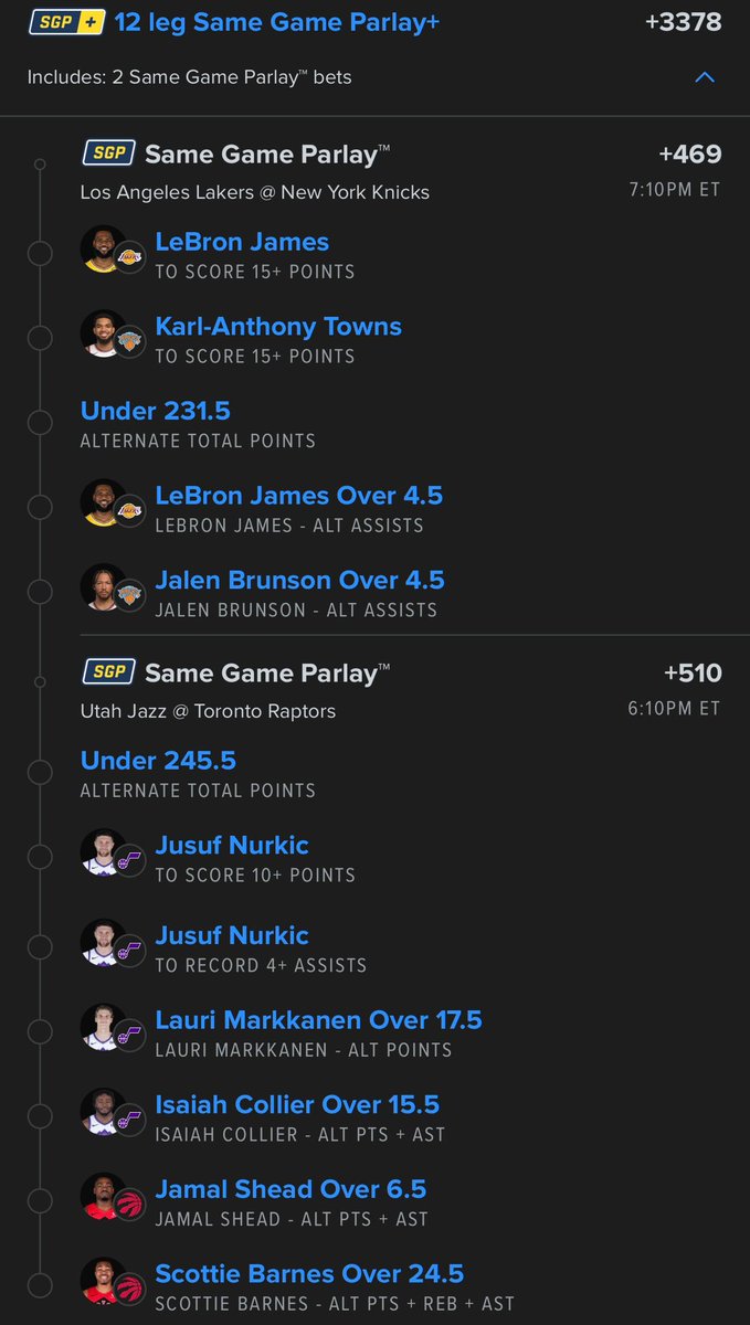 SMALL NBA LOTTO WITH <a href="/ChillyBets/">Chilly Bets</a> 

+3378 👀👀

Play with and without the unders!!!!

Let’s cash everyone out today!!!

scoresandodds.com/all/parlay?qui…