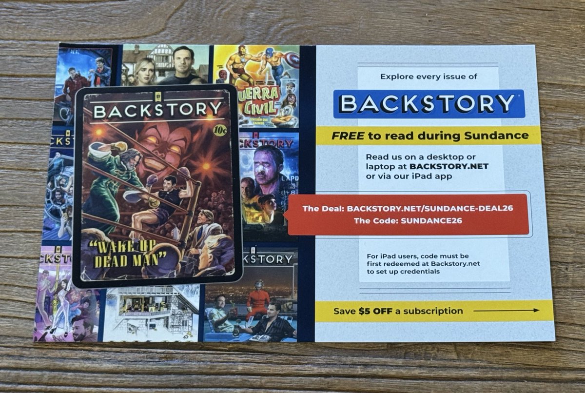 yogoldsmith's tweet photo. Folks you have a good 24+ hours to enjoy ALL of Backstory Magazine for *FREE* as part of our #SundanceFilmFestival deal!

This postcard was given out @ the fest so I figured I’d share it while we keep @Backstory_Mag free to read for another 24+ hours.

Enjoy &amp; spread the word~ https://t.co/RQsU3Hv9nq
