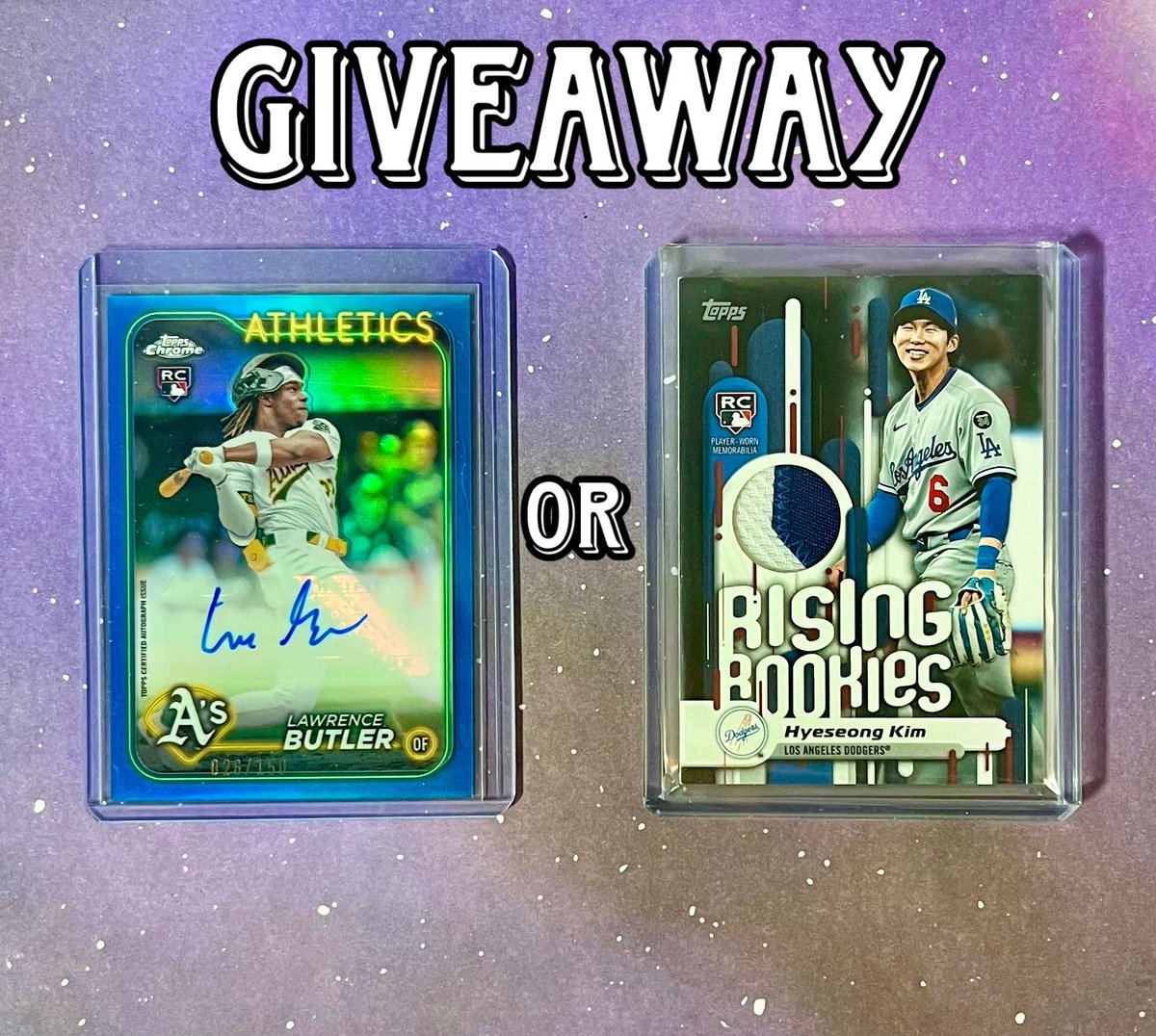 JBMcards's tweet image. 🚨Follower Giveaway🚨

Let’s kick off our 2026 stack sale season with a giveaway! 

🔥Lawrence Butler RC auto /150
Or 
🔥Hyesong Kim RC relic black 10/10

TO ENTER 
1️⃣ Follow @JBMcards
2️⃣ Like/Repost 
3️⃣ Comment which card you want

Winner announced 2/5