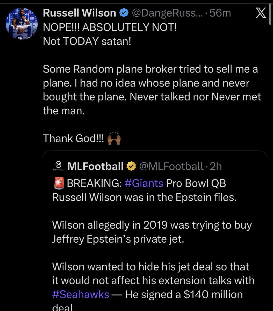 JenLawrence21's tweet photo. If you have nothing to hide and you’re not guilty of anything then proving your innocence should be simple. 
So all of the people who is crying about “innocent” people on this list, all they have to do is do what @DangeRussWilson just did. It’s easy if you’re innocent. https://t.co/guf0kz7WL9