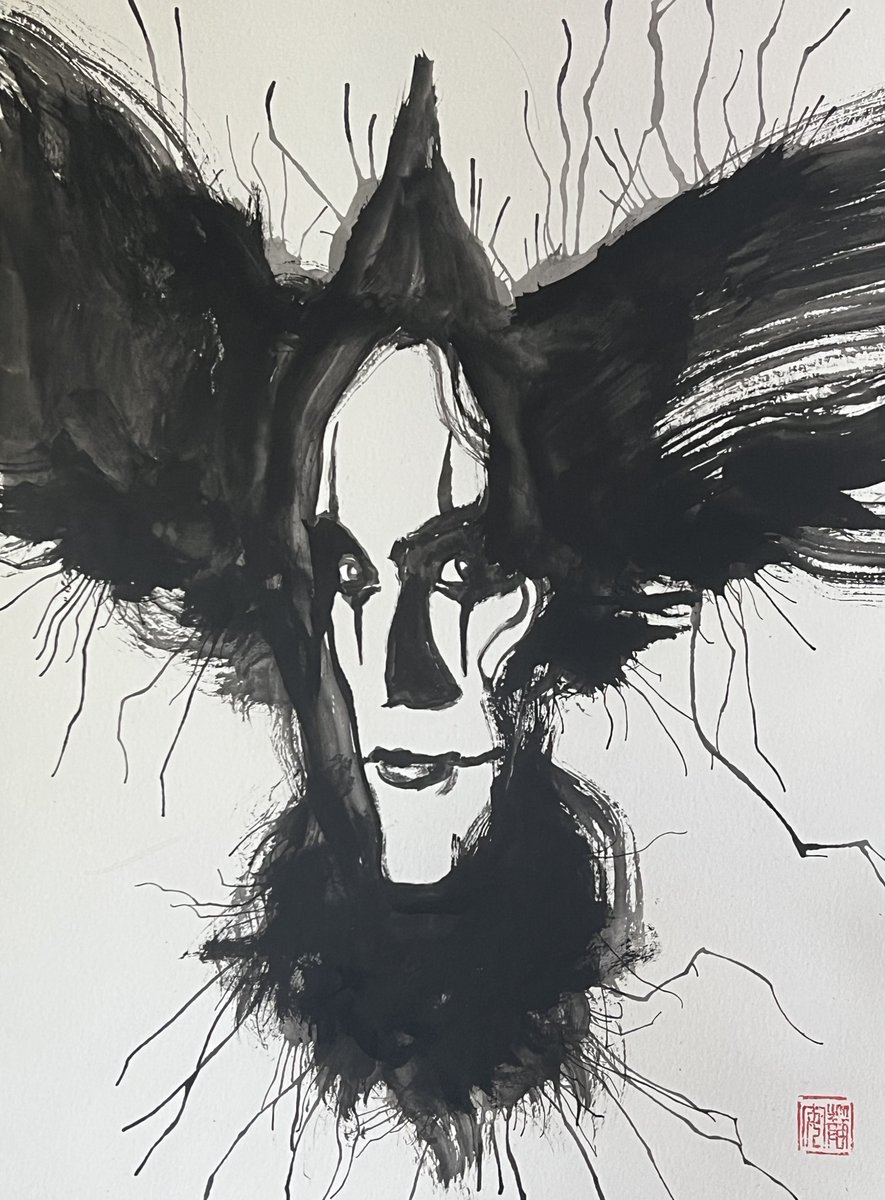 In honor of #BrandonLee's #Birthday today, I made #Brush &amp; #Ink art of him as The #CROW. Originals may be here soon: kirbyscomicartshop.com/collections/da…