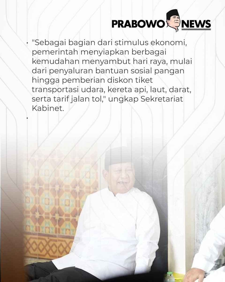semangkoa's tweet photo. berbagai kemudahan disiapkan oleh pemerintah untuk menyambur hari raya. ada diskon transportasi untuk pulang kampung THR Lebaran Prabowo #StimulusEkonomi2026 https://t.co/hsNc1RnzNF