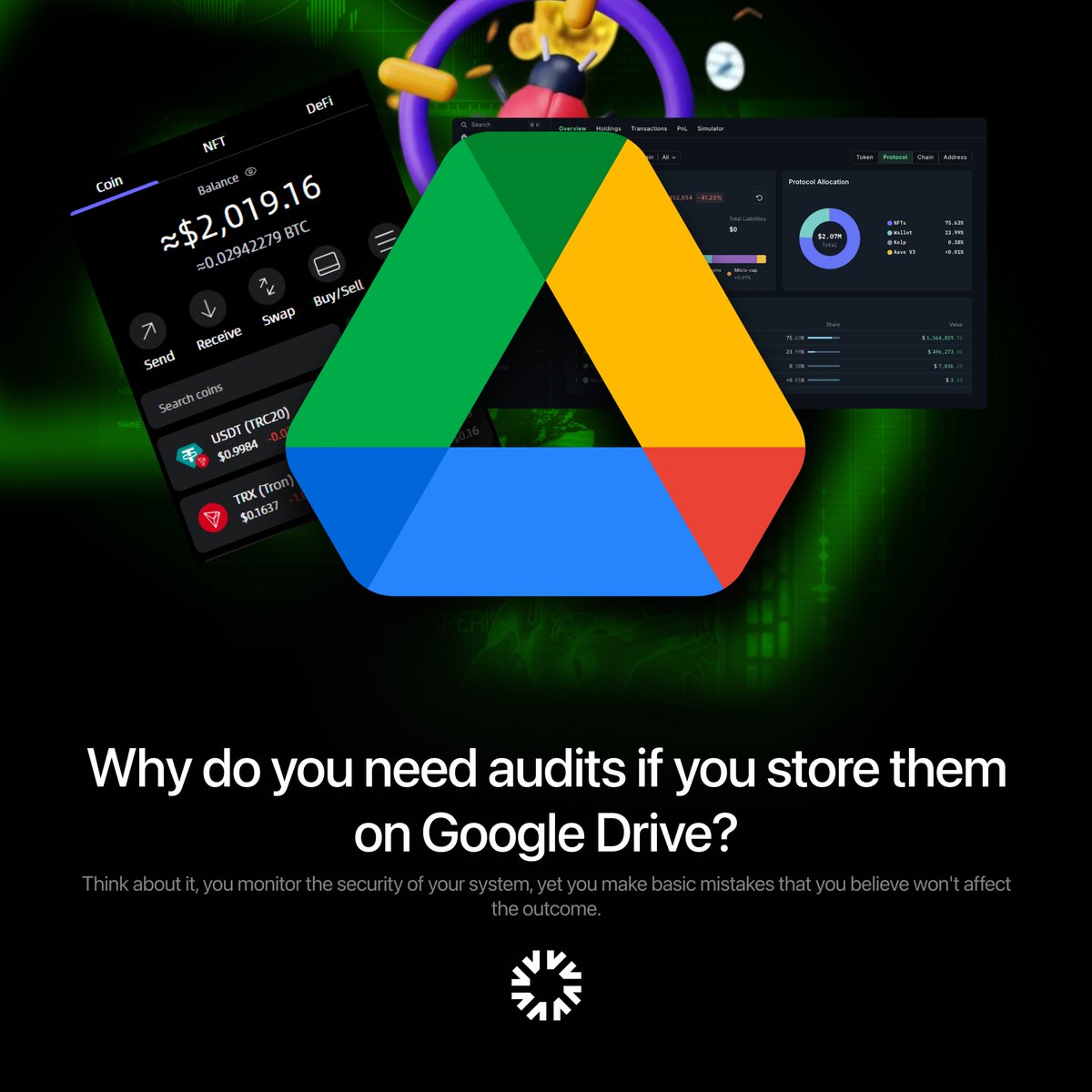 We don't believe in security theater.

Audits that sit in Google Drive.
Dashboards nobody watches.
Bug bounties nobody claims.
"Multi-sig" with 2 founders on vacation together.

This isn't security.

It's the appearance of security.

Real security is:

Continuous. Not one-time.