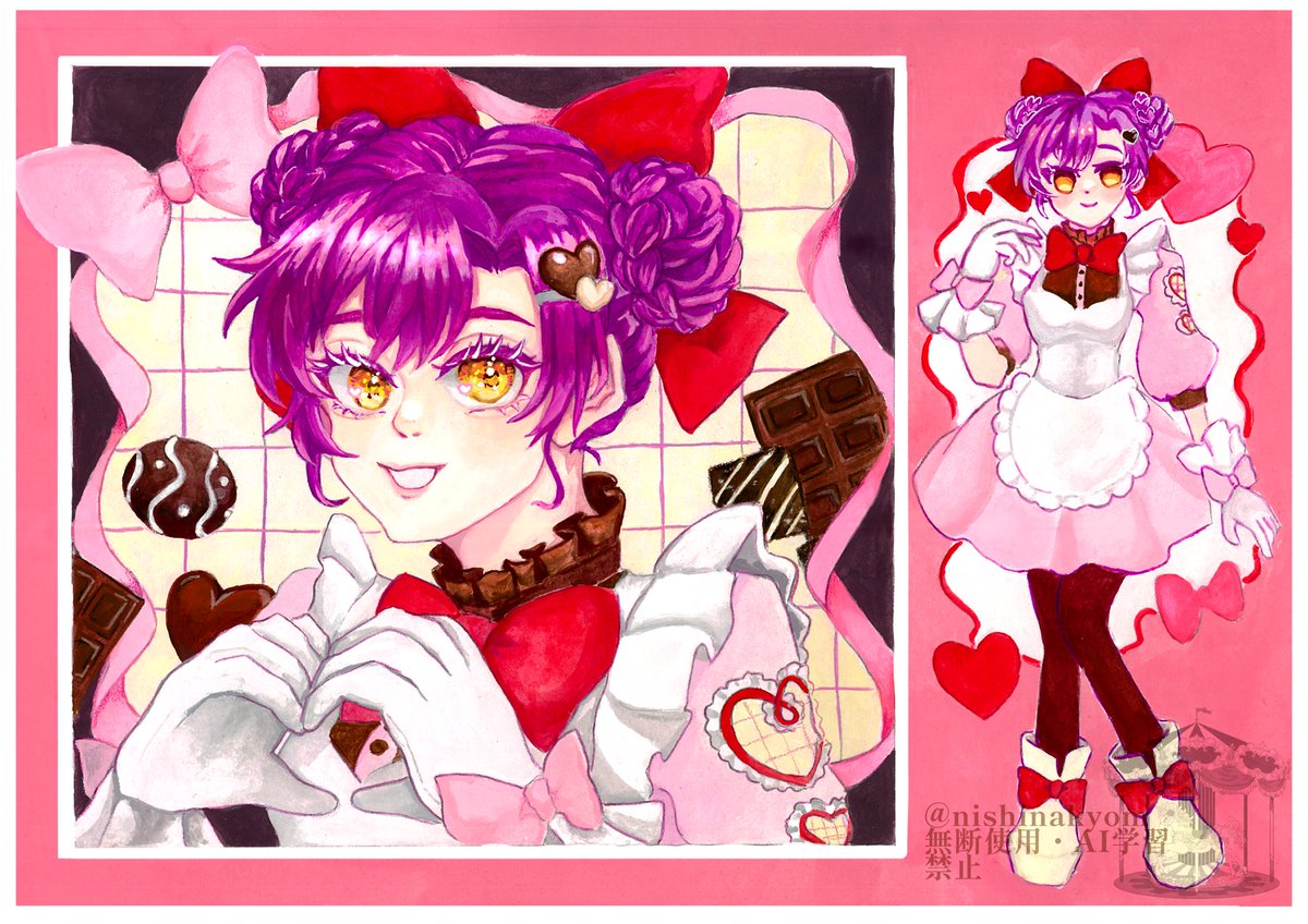 バレンタインエプロンコーデ❤🍫🎀