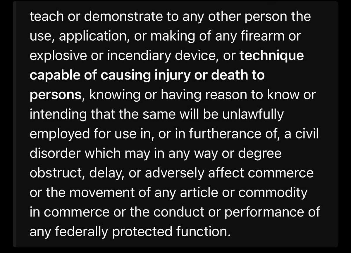 <a href="/ImMeme0/">I Meme Therefore I Am 🇺🇸</a> This is against the law and all involved should be prosecuted. 

18 U.S.C. § 231 (part of the Civil Obedience Act of 1968, often referred to in the context of civil disorders and anti-riot provisions). Subsection (a)(1) makes it a federal crime