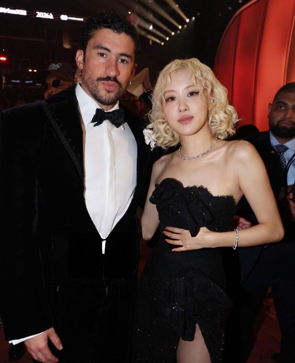 Rosé and Bad Bunny in a new photo at the Grammys.