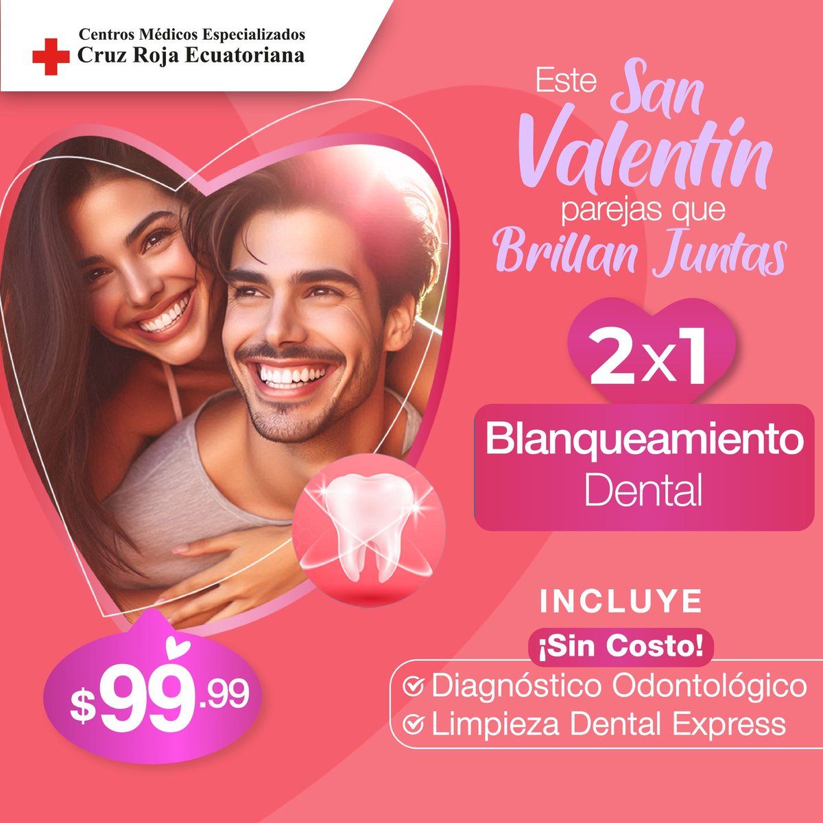 CentrosCre1's tweet image. ❤️ El amor también se celebra con SONRISAS ❤️
Este 14 de febrero, sorpréndanse con el regalo que brillará para siempre: ¡SONRISAS RADIANTES!

🎁 OFERTA ESPECIAL 2x1
INCLUYE SIN COSTO:
✨ Diagnóstico odontológico completo
✨ Limpieza dental express