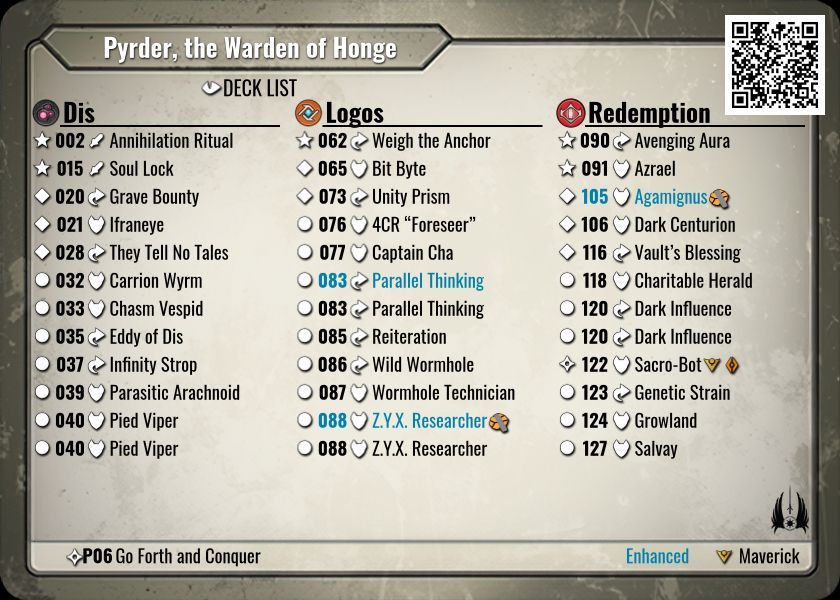 A Legacy Maverick has been found! Sacro-Bot in Redemption!
                
Pyrder, the Warden of Honge

keyforgegame.com/deck-details/a…

#keyforge #collectorworm