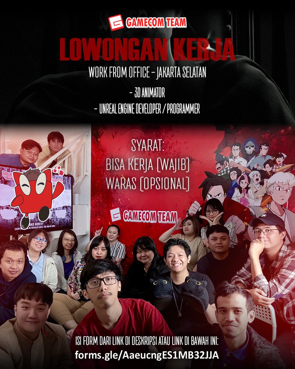 🗣 LOWONGAN KERJA GENG!
Gamecom Team lagi buka lowongan buat kamu yang siap ikut bikin seri terbaru dari game Troublemaker 🤘
WFO Jakarta Selatan, untuk role:

- 3D Animator
- Unreal Engine Developer / Programmer

Penting kamu bisa kerja sesuai role! Waras? Opsional!
👉 Daftar