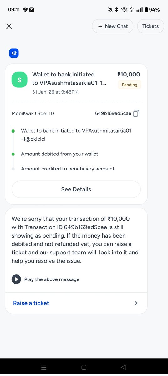 lonelydevilll's tweet photo. Hi @MobiKwik, my money has been stuck for the past few days. I’ve already raised a complaint, but there has been no resolution yet. Neither has the amount been refunded nor transferred. This delay is unacceptable—please look into this urgently. https://t.co/2TqnzC3K3w