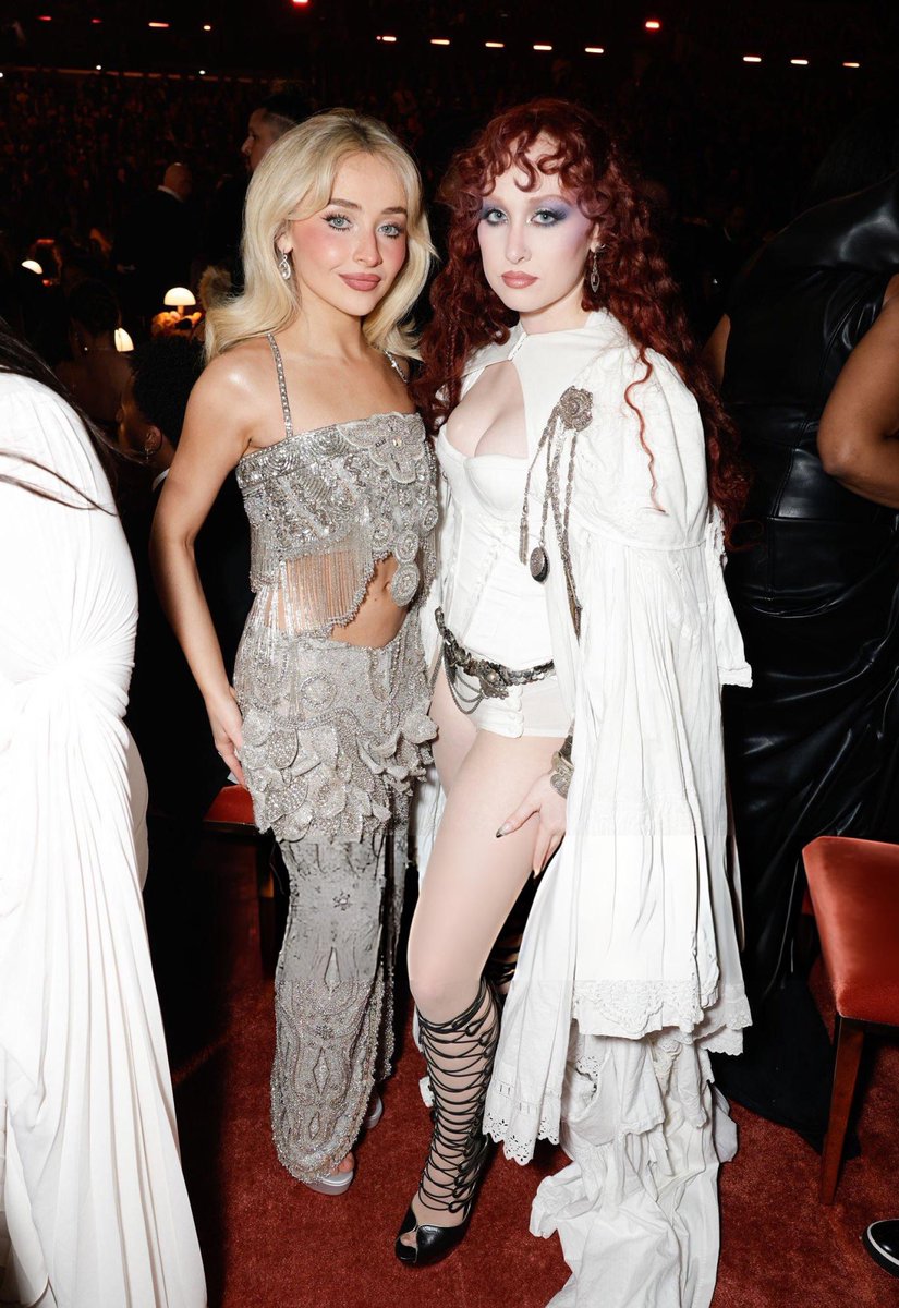 Sabrina Carpenter and Chappell Roan at the 2026 #GRAMMYs.