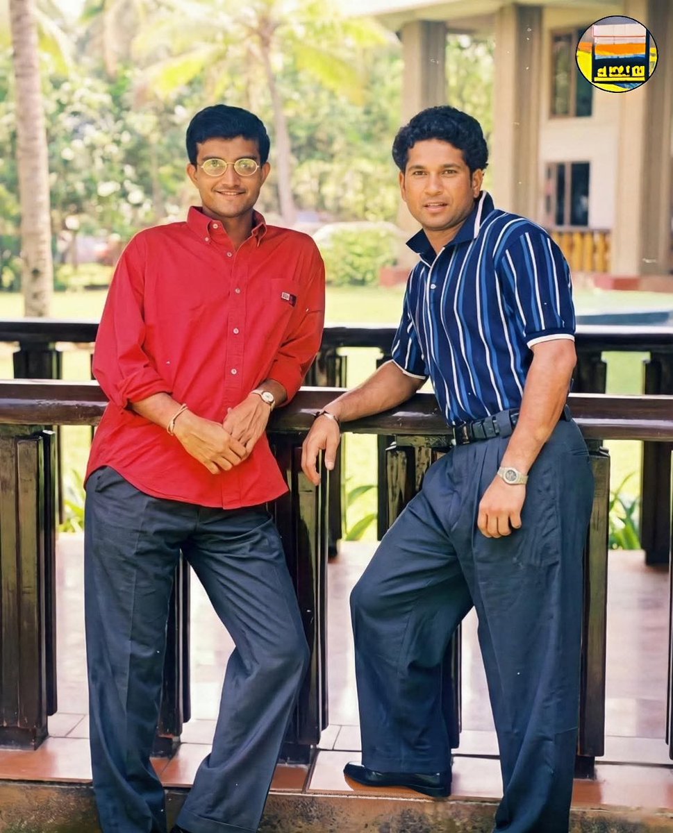 Before the record-breaking centuries, there were these baggy trousers and epic vibes.

90s fashion might be questionable, but the talent in this frame is undisputed.

<a href="/sachin_rt/">Sachin Tendulkar</a> <a href="/SGanguly99/">Sourav Ganguly</a>